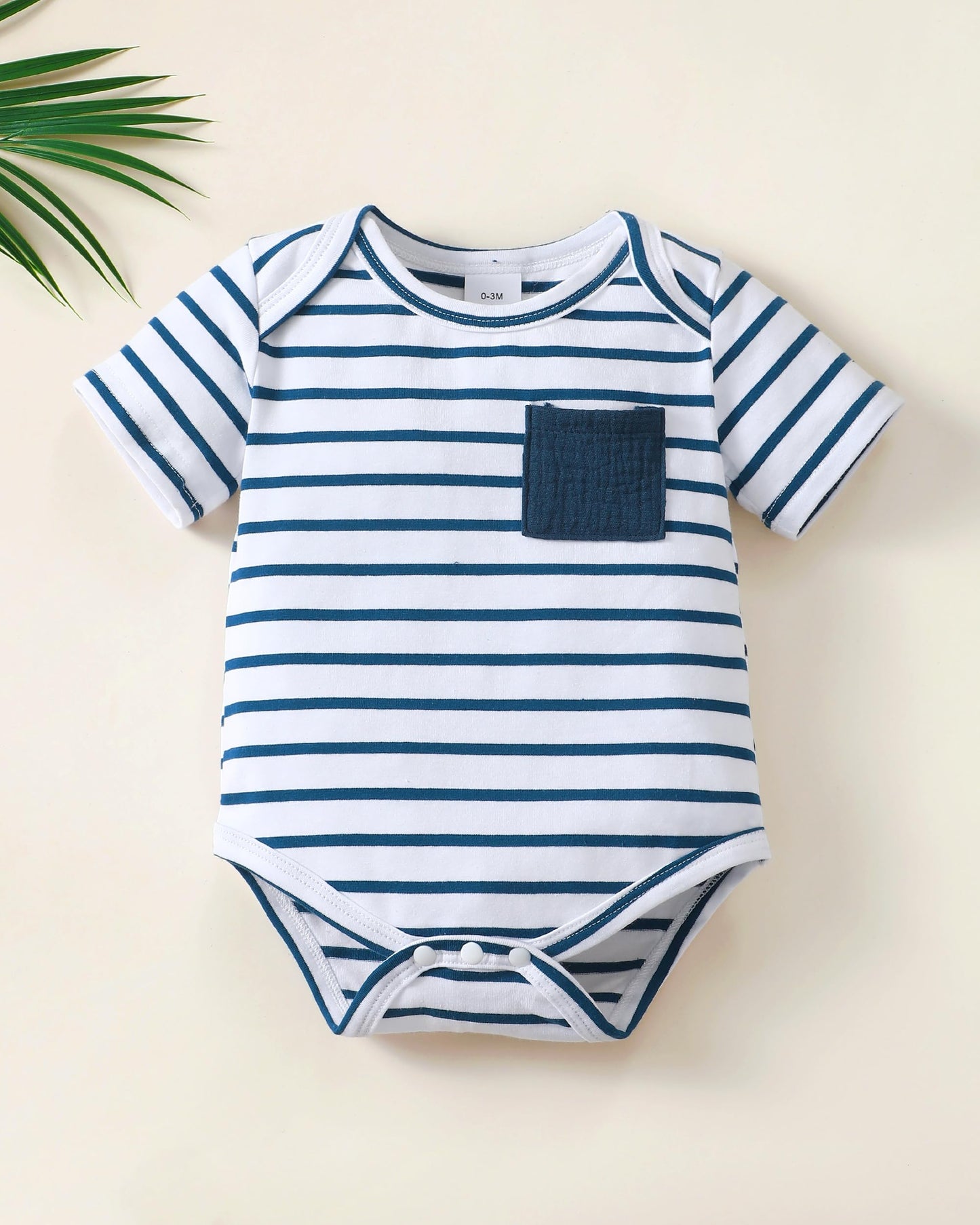 Renotemy Baby Boy Summer Clothes Short Sleeve New To The Crew Toddler Boy Clothes Outfits Stripe Blue Linen Boy Outfits 12-18 Mo