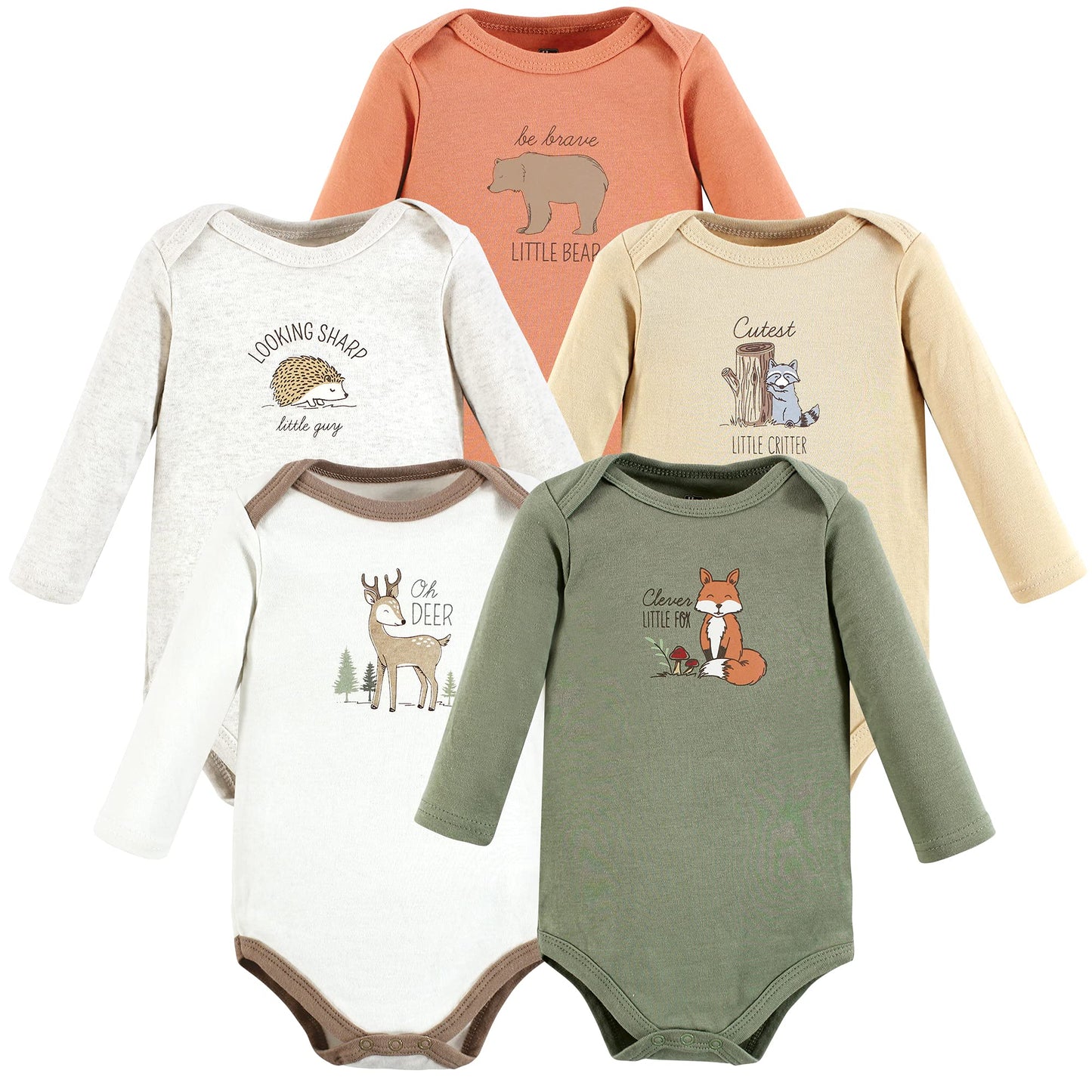 Hudson Baby Baby Girls Cotton Long-Sleeve Bodysuits And Toddler T Shirt Set, Forest Deer 5-Pack, 9-12 Months Us