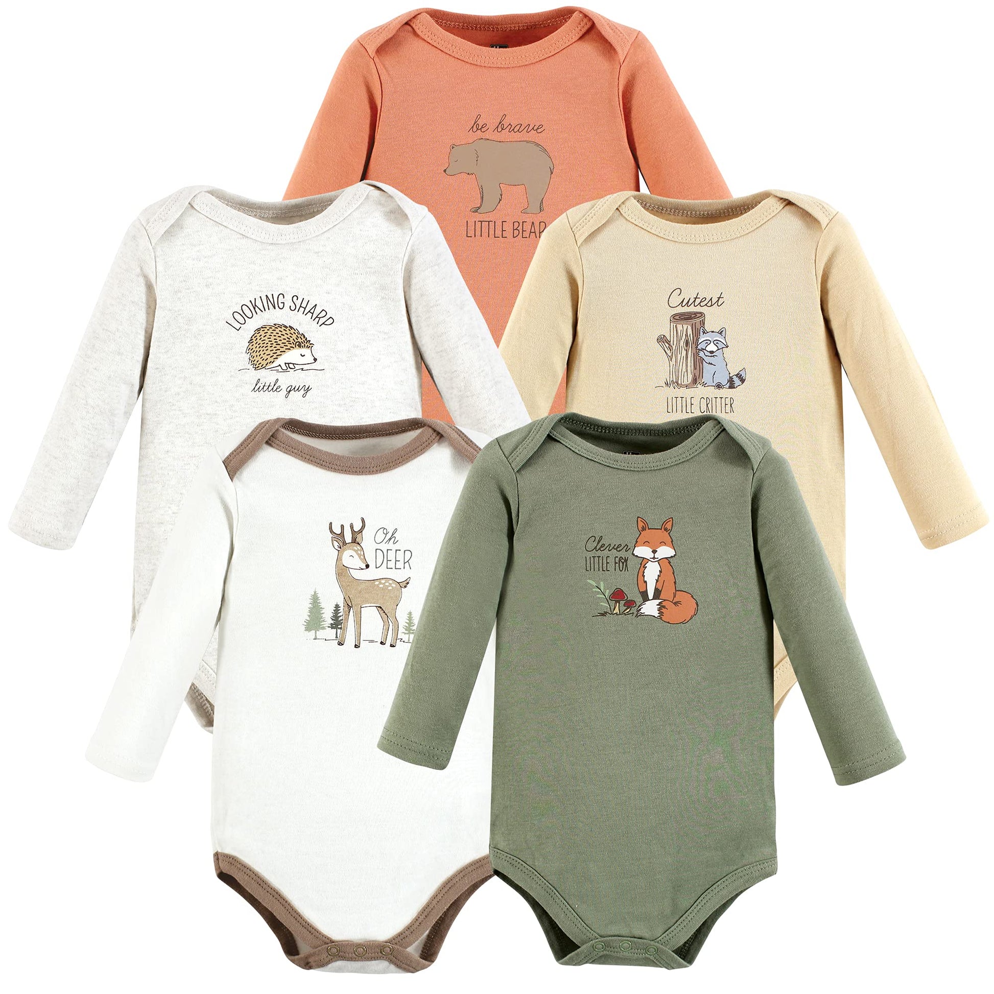 Hudson Baby Baby Girls Cotton Long-Sleeve Bodysuits And Toddler T Shirt Set, Forest Deer 5-Pack, 9-12 Months Us