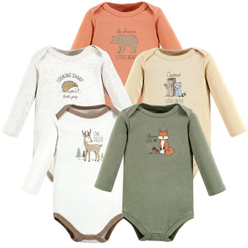 Hudson Baby Baby Girls Cotton Long-Sleeve Bodysuits And Toddler T Shirt Set, Forest Deer 5-Pack, 9-12 Months Us