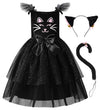 Relibeauty Black Cat Costume For Girls Kitty Costume Halloween Toddler Dress With Accessories, 4T-4/110