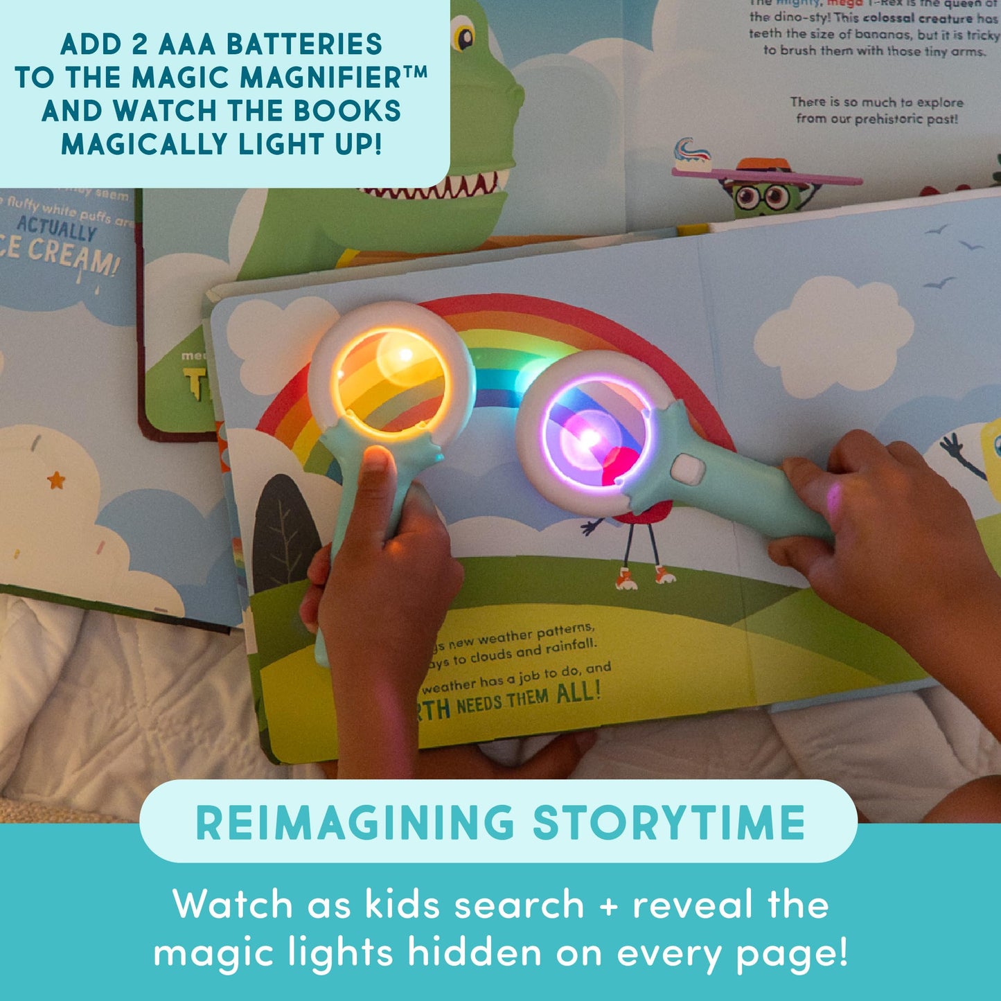 Glo Pals Alex Bath & Bedtime Bundle - Light Up Bath Toy with 1 Interactive Book, 2 Light Cubes & 1 Magic Magnifier - Toddler Bat