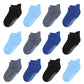 Hyzgb Baby Socks 12-24 Months 12 Pairs Toddler Socks Boys 1T 2T 3T Cotton Ankle Socks With Non Skid Grippers For Boy 1-2-3 Years