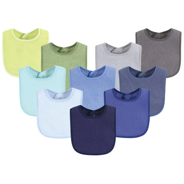 Hudson Baby Unisex Baby Drooler Bib With Waterproof Lining, Blue Lime, One Size