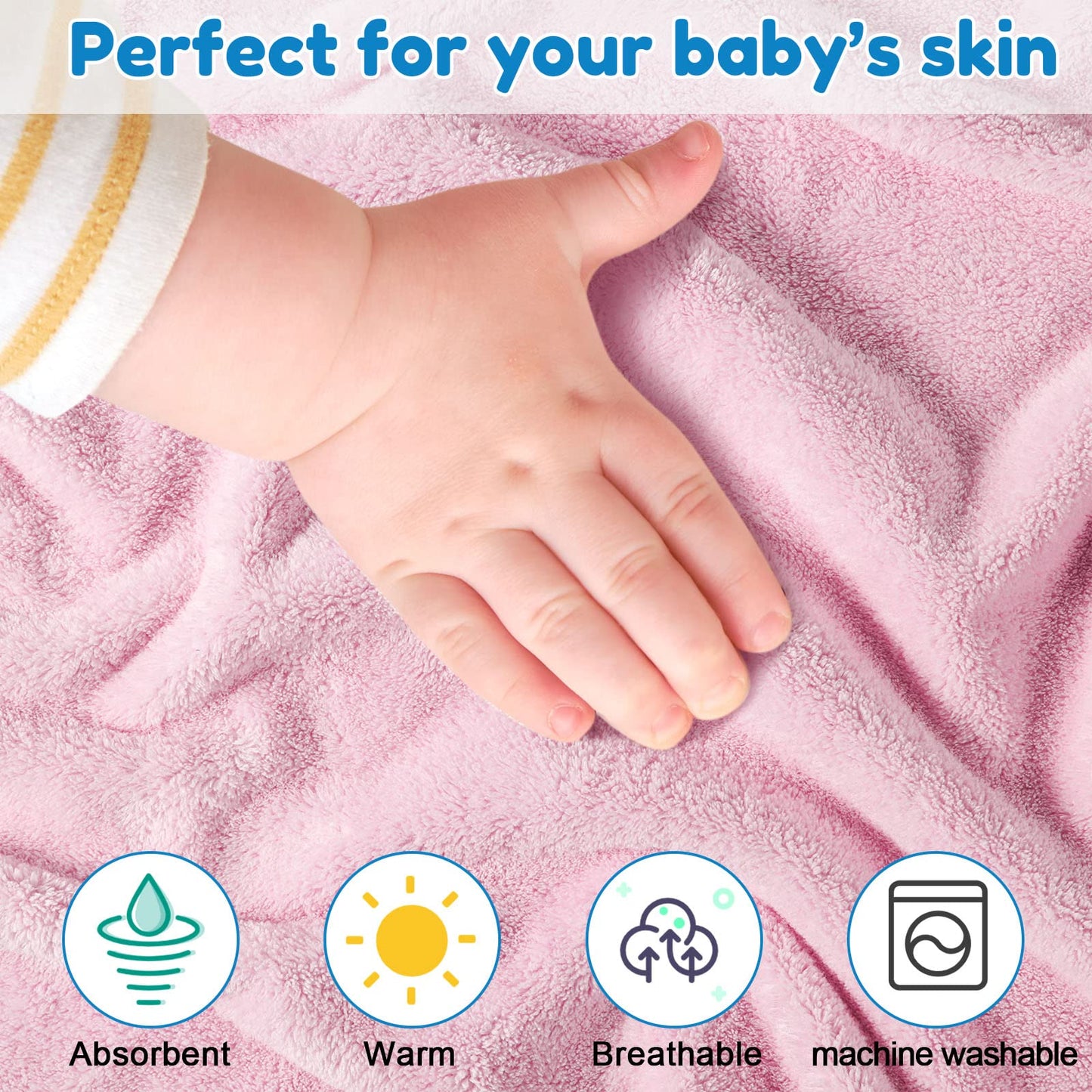 6 Pieces Baby Bath Towels 30 X 30 Inch Hooded Baby Towel Hooded Bath Blanket Absorbent Coral Fleece Hooded Baby Bath Shower Towe