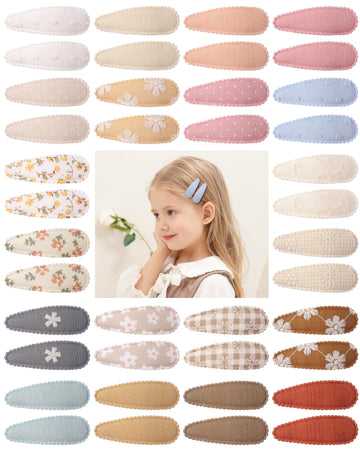 Doboi 40Pcs Toddler Hair Clips Baby Girl Hair Bows Clips Floral Print Non Slip Wrapped Snap Hairpins Flower Clips For Hair Barre