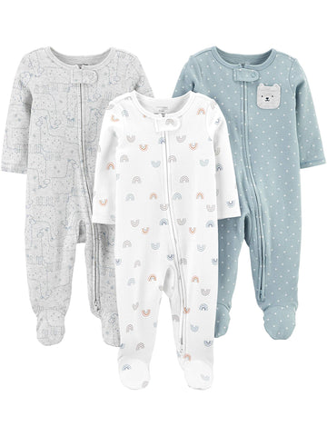 Simple Joys By Carter'S Baby 3-Pack Neutral Sleep And Play, Bear/Llama/Rainbow, Preemie