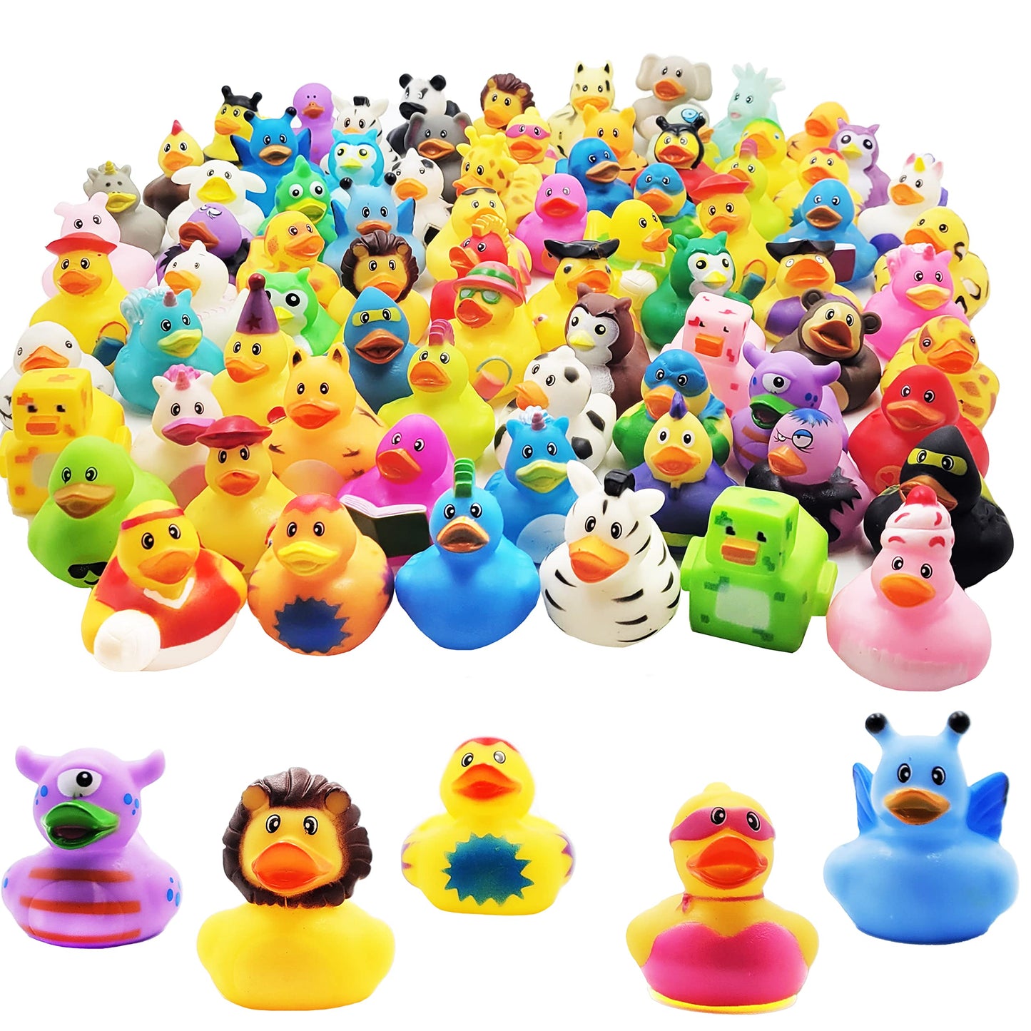 Assortment Rubber Duck Toy Duckies for Kids, Bath Birthday Gifts Baby Showers Classroom Incentives, Summer Beach and Pool Activi