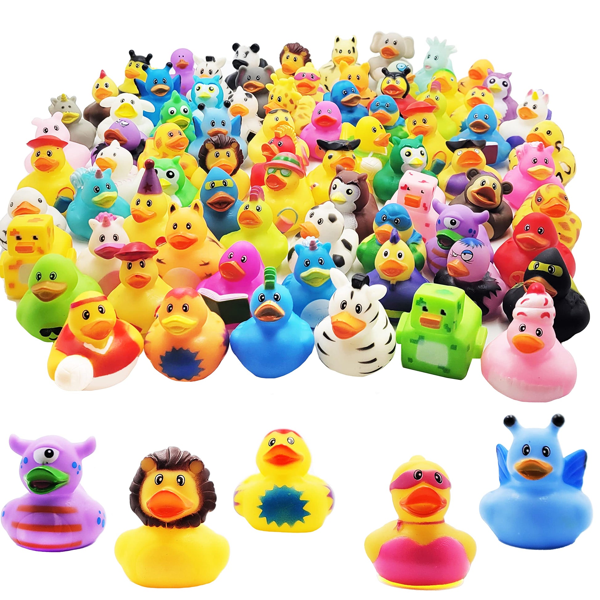 Assortment Rubber Duck Toy Duckies for Kids, Bath Birthday Gifts Baby Showers Classroom Incentives, Summer Beach and Pool Activi