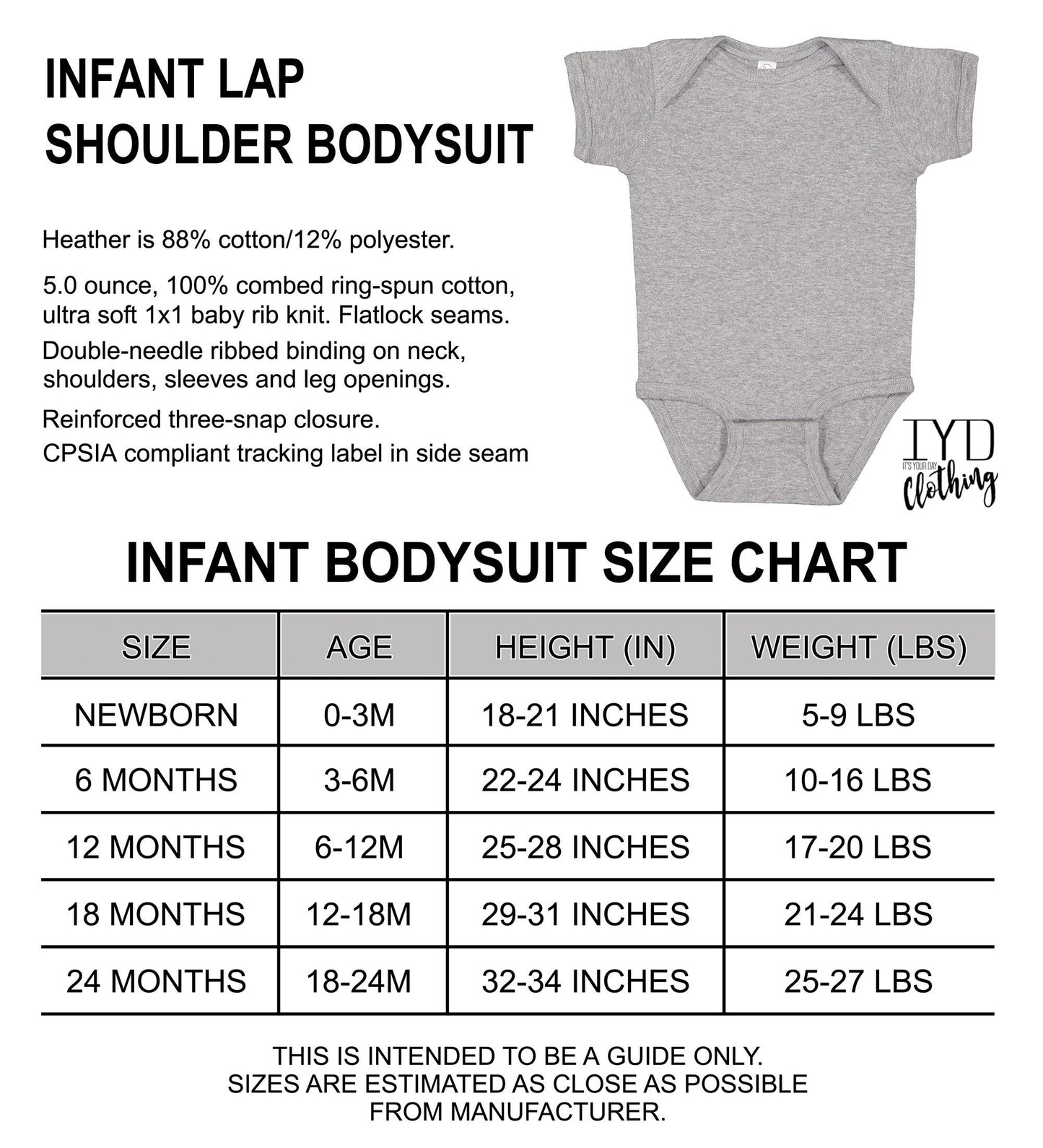 Iyd Clothing - The Future Is Female Baby Bodysuit, 6 Months, Heather Gray