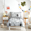 Flysheep 4 Piece Gray Grey Toddler Bedding Set With Multi Animals Printed For Baby Boys - Includes Quilted Comforter, Flat Sheet