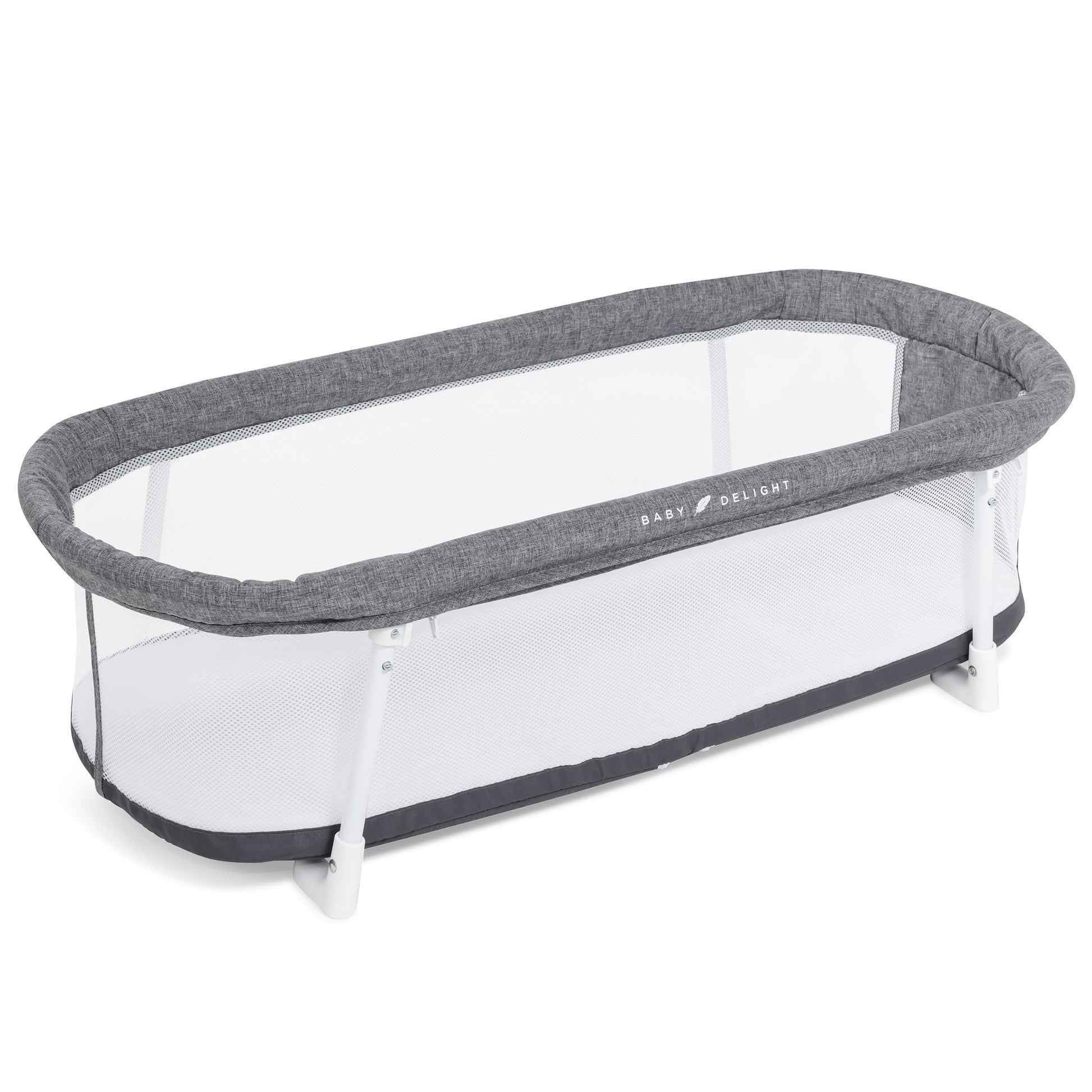 Baby Delight Snuggle Nest Bassinet, Portable Baby Bed, for Infants 0 - 5 Months, Charcoal Tweed