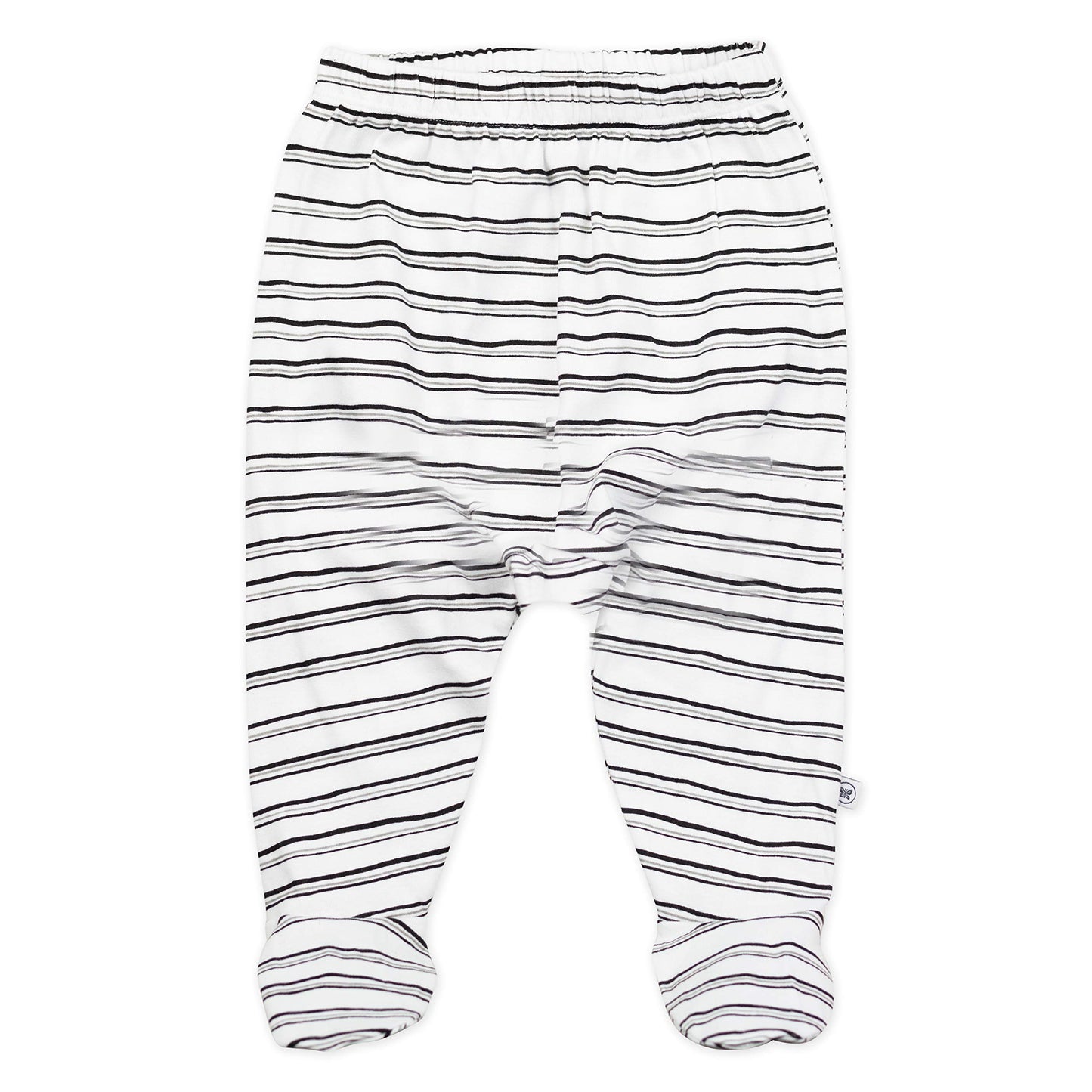 Honestbaby Unisex Baby 3-Pack Footed Roomy Fit Pull On Bottoms 100% Organic Cotton For Infant Boys, Girls, Pants, Sketchy Stripe