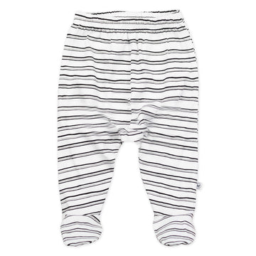 Honestbaby Unisex Baby 3-Pack Footed Roomy Fit Pull On Bottoms 100% Organic Cotton For Infant Boys, Girls, Pants, Sketchy Stripe