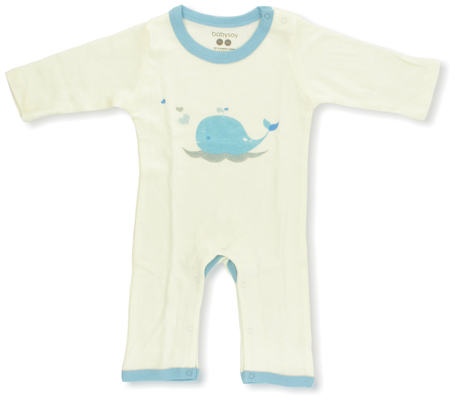 Babysoy Unisex Organi Baby Onepiece Bodysuit (3-6 Months, Whale)