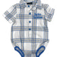 Harley-Davidson Baby Girls' Glittery Infant Plaid Shirt Creeper - White (9/12M)