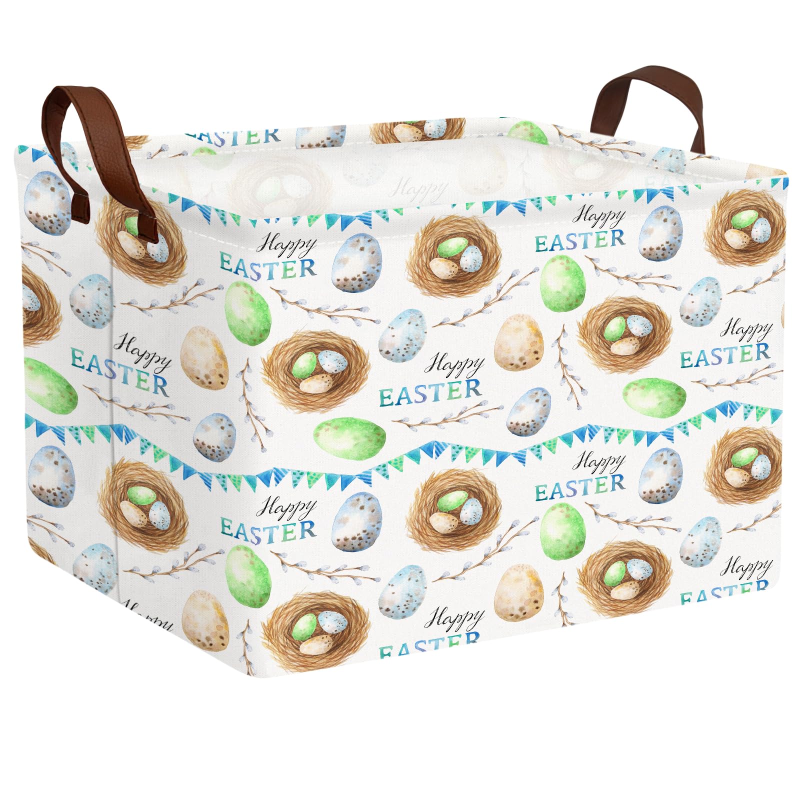 ASKETAM Large Cute Easter Basket for Kid Empty Gift Baby Rectangle Storage Bin Bunny Eggs Boy&Girl Room D  cor (Bird Nest)