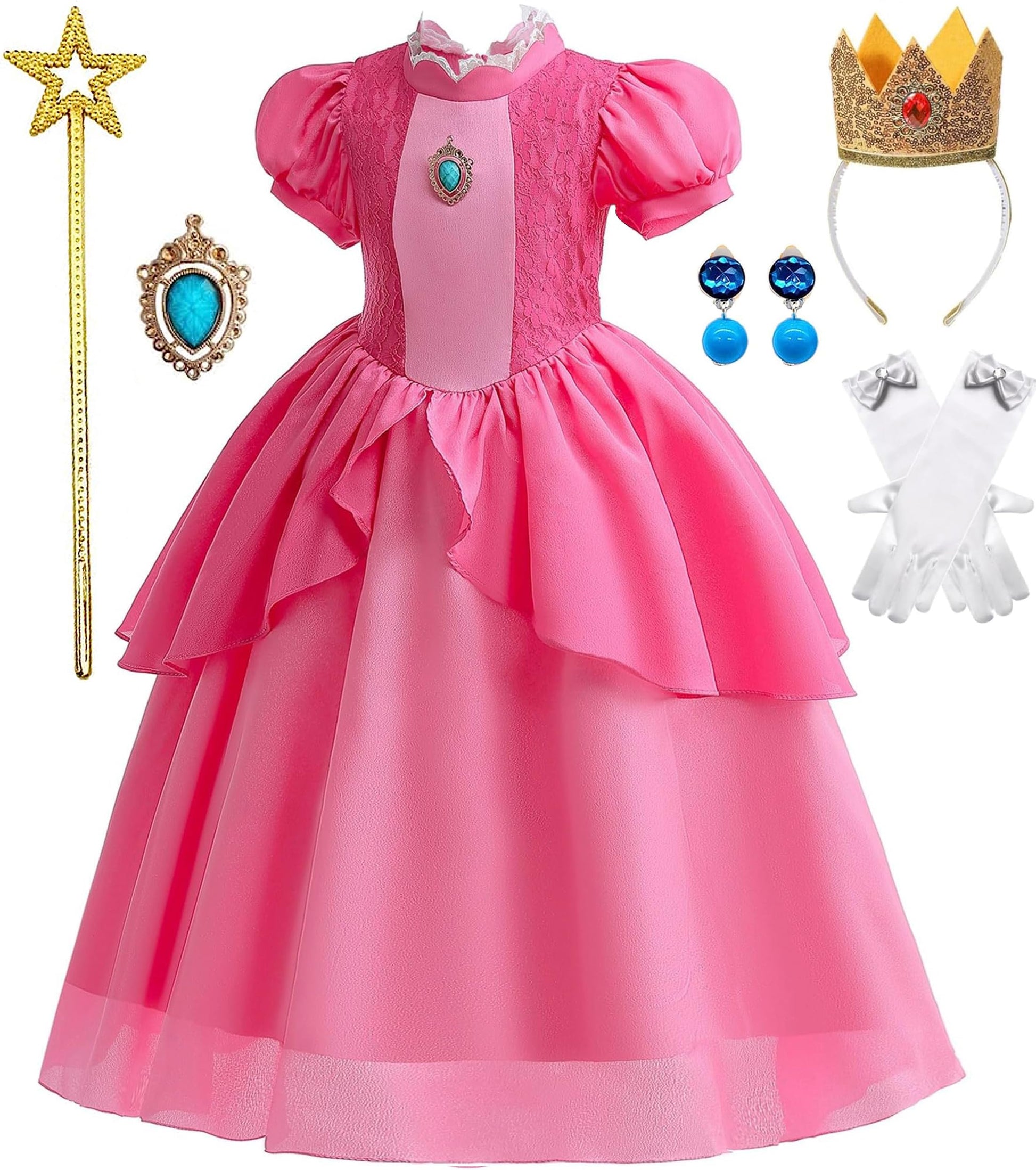 Syoimy Girls Pink Princess Dress Princess Costume For Kids Halloween Christmas Birthday Party Dress Up Costume 3T 4T