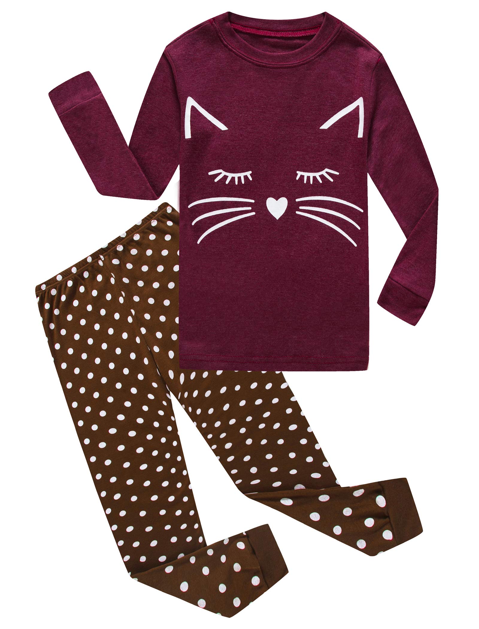 Family Feeling Cat Baby Girls Long Sleeve Pajamas Sets Cotton Sleepwears Infant WBBAPB07QZWLS3G