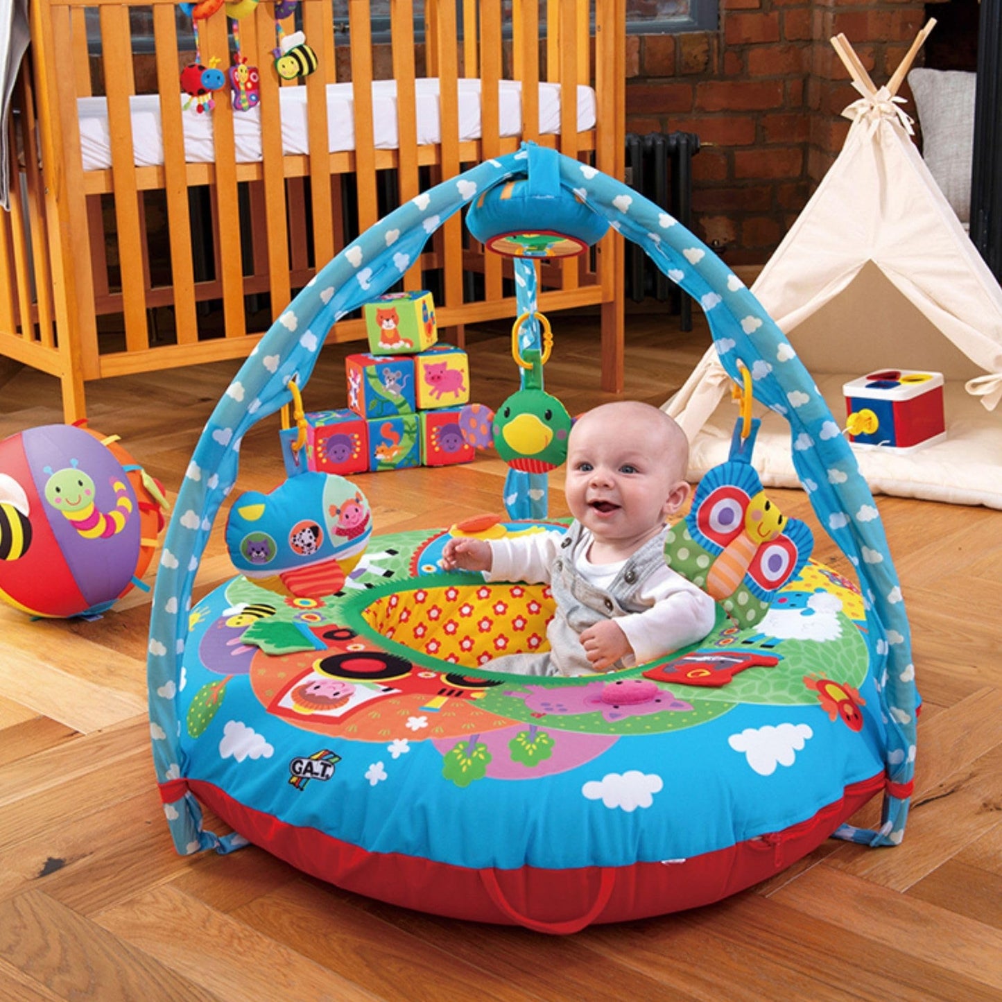 Galt Toys, Playnest & Gym - Farm, Baby Activity Center & Floor Seat, Includes 1 X Inflatable Ring