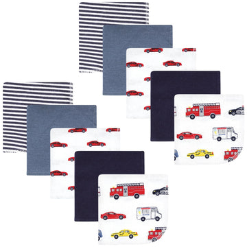 Hudson Baby Unisex Baby Flannel Cotton Washcloths, Going Places 10 Pack, One Size