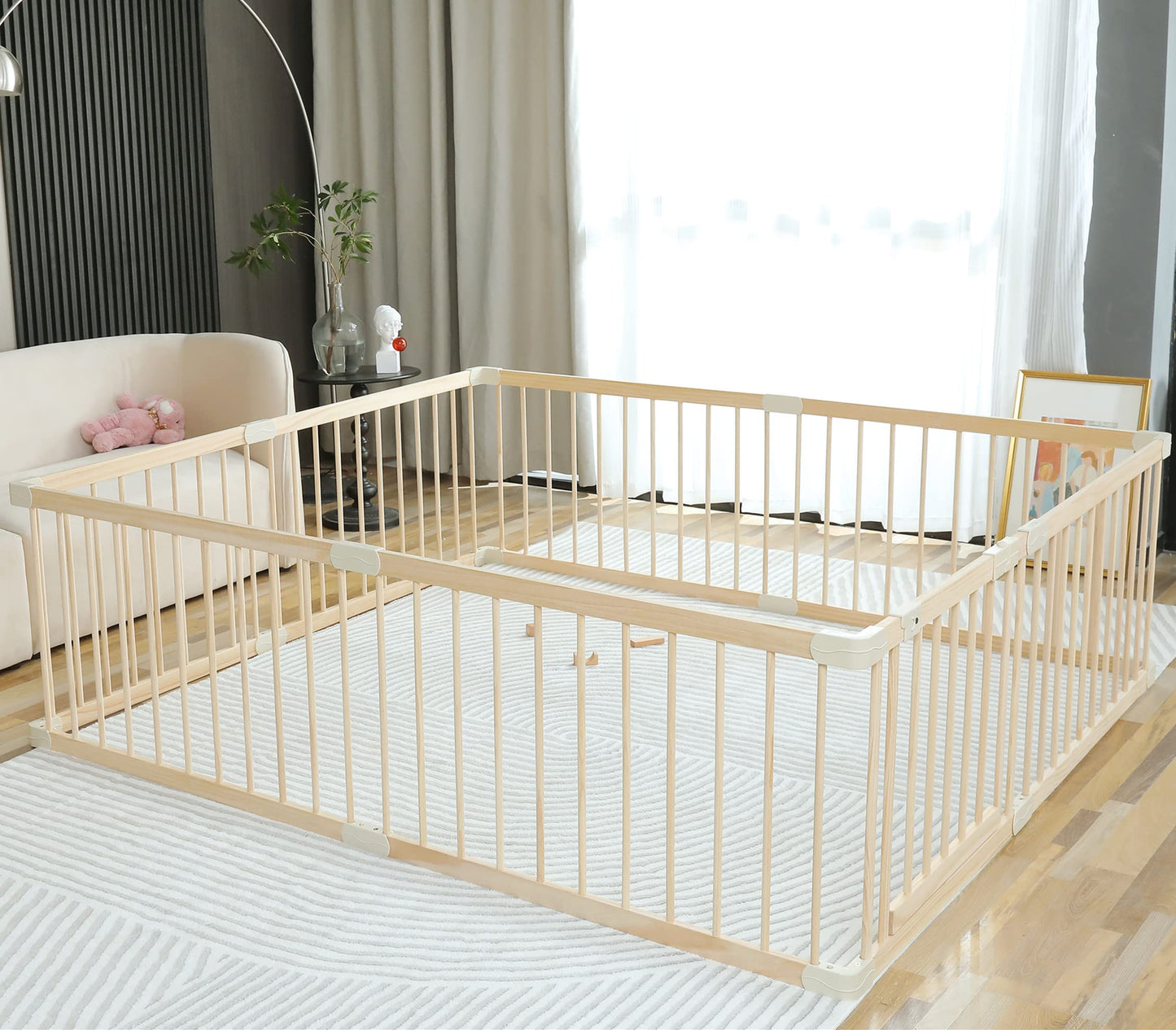 Baby Playpen Play Pen Play Fence Yards Wooden Large,Playpens For Babies And Toddlers Kids Indoor,Baby Play Yards Gym Area,Baby D