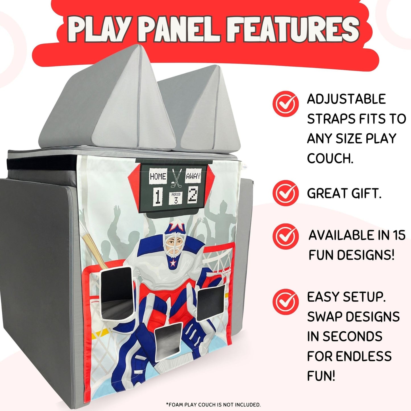 Couch Swag Play Panel for Childrens Foam Sofa Kids Couch (Hockey)
