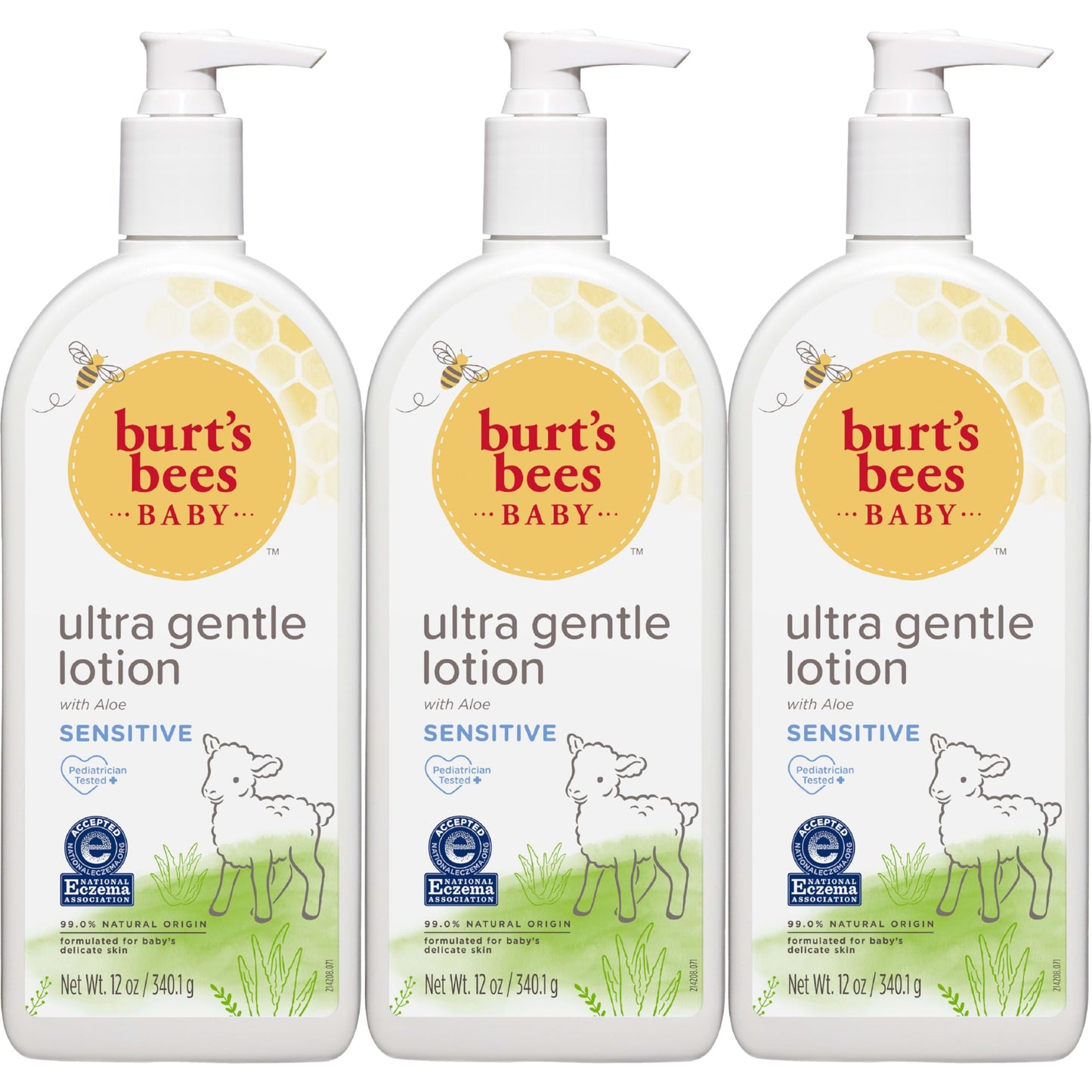 Burt'S Bees Baby Ultra Gentle Lotion With Aloe For Sensitive Skin, Pediatrician Tested, 99.0% Natural Origin, Pack Of 3