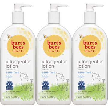 Burt'S Bees Baby Ultra Gentle Lotion With Aloe For Sensitive Skin, Pediatrician Tested, 99.0% Natural Origin, Pack Of 3