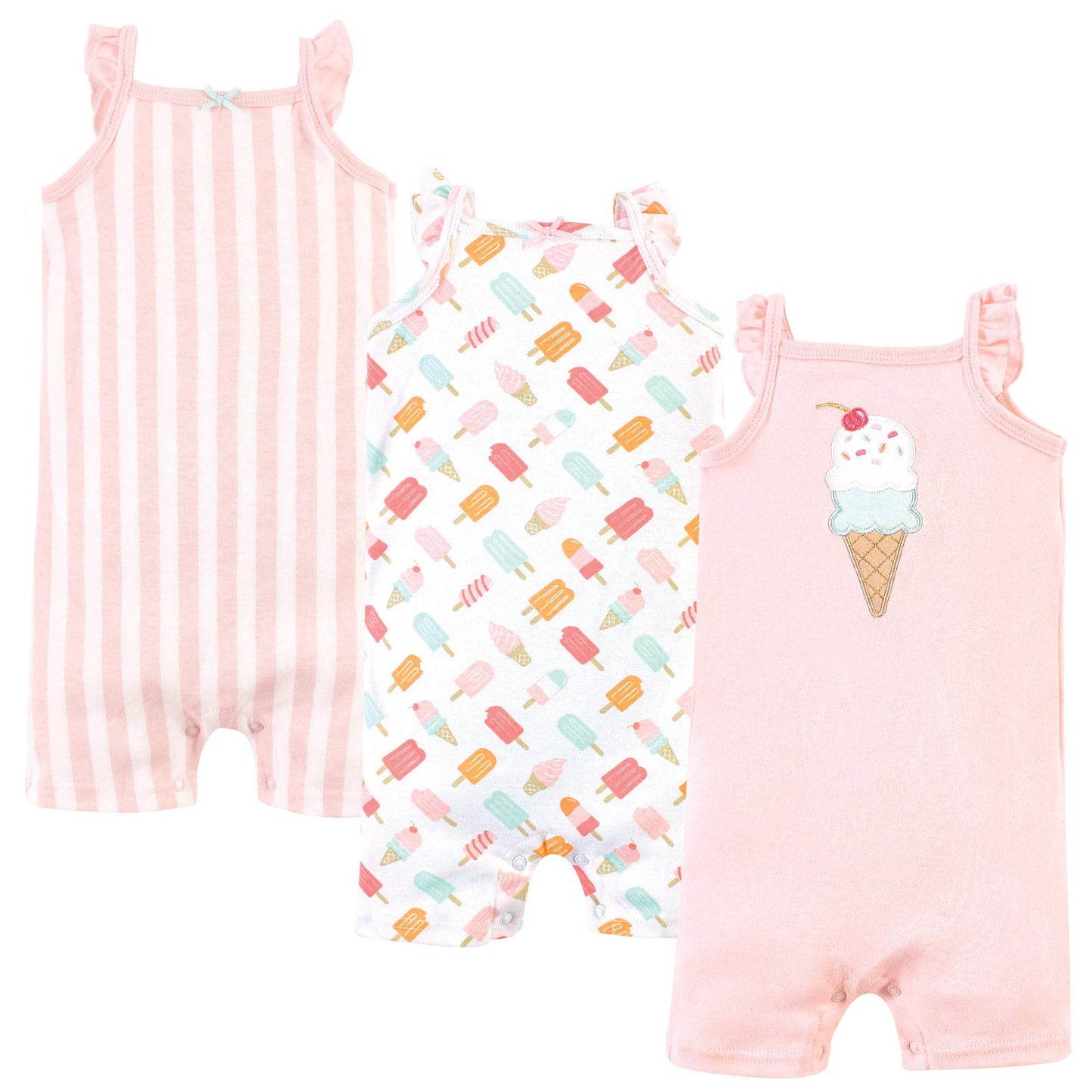 Hudson Baby Unisex Cotton Rompers, Ice Cream, 12-18 Months