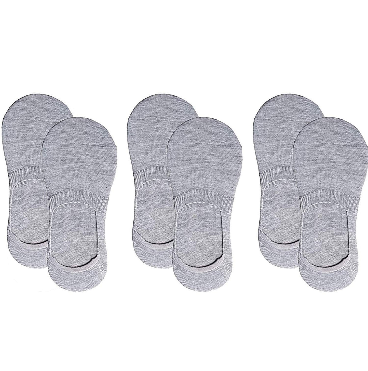 Cotson AntiSlip Unisex Cotton Invisible No Show Cotton Grey Loafer Socks With Anti Slip Silicon Grip (Pack Of 3)