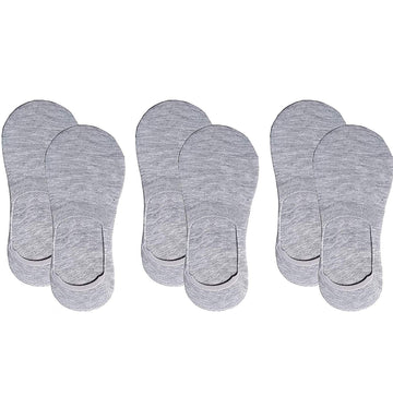 Cotson AntiSlip Unisex Cotton Invisible No Show Cotton Grey Loafer Socks With Anti Slip Silicon Grip (Pack Of 3)