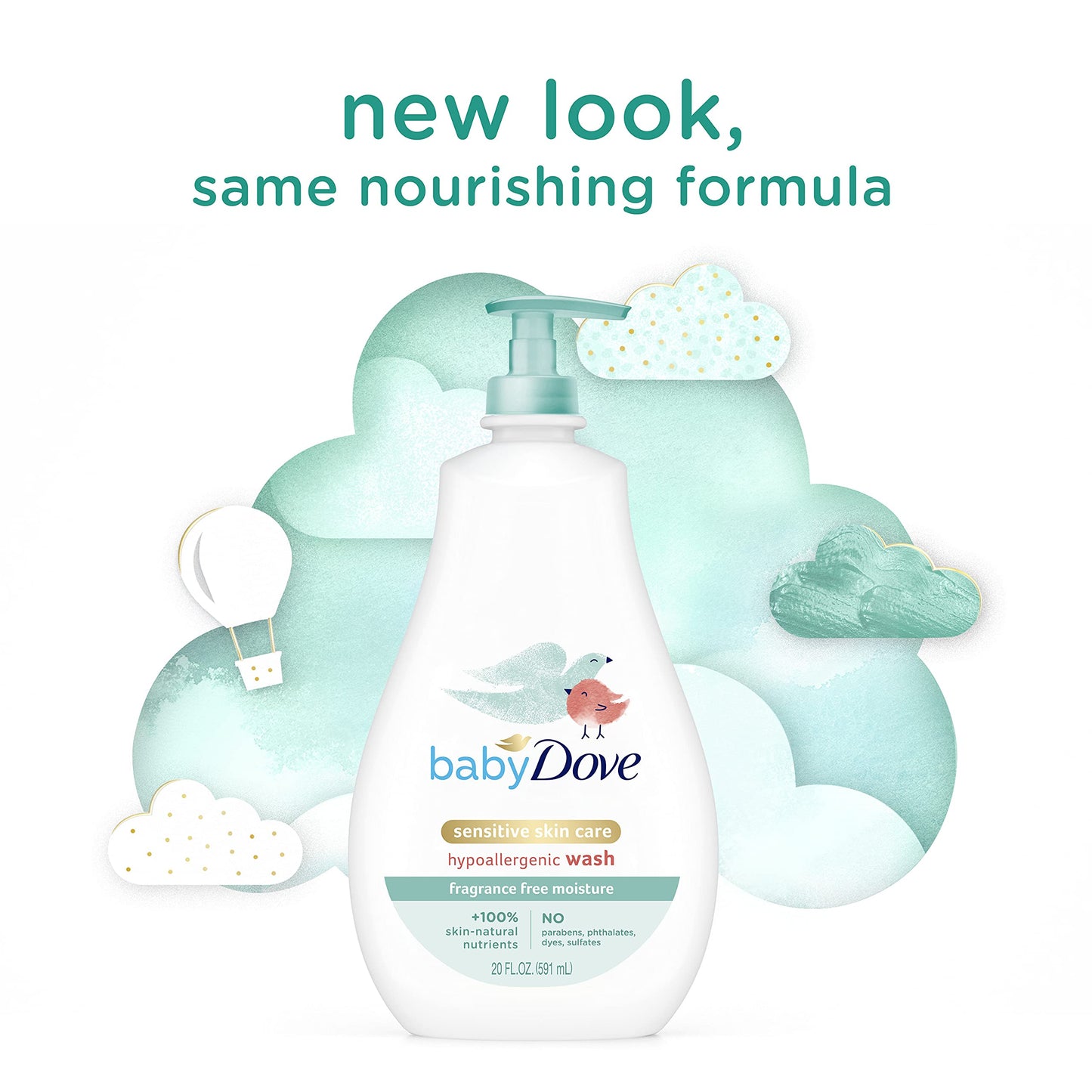 Baby Dove Sensitive Moisture Tip To Toe Wash And Shampoo, 20 Fl Oz (Pack Of 4)