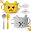Unbreakable Bowls for Babies & Toddlers with Spoon and Plate, Eco-Friendly Wheat Straw, Stay Put Suction, BPA-Free, Microwave & 
