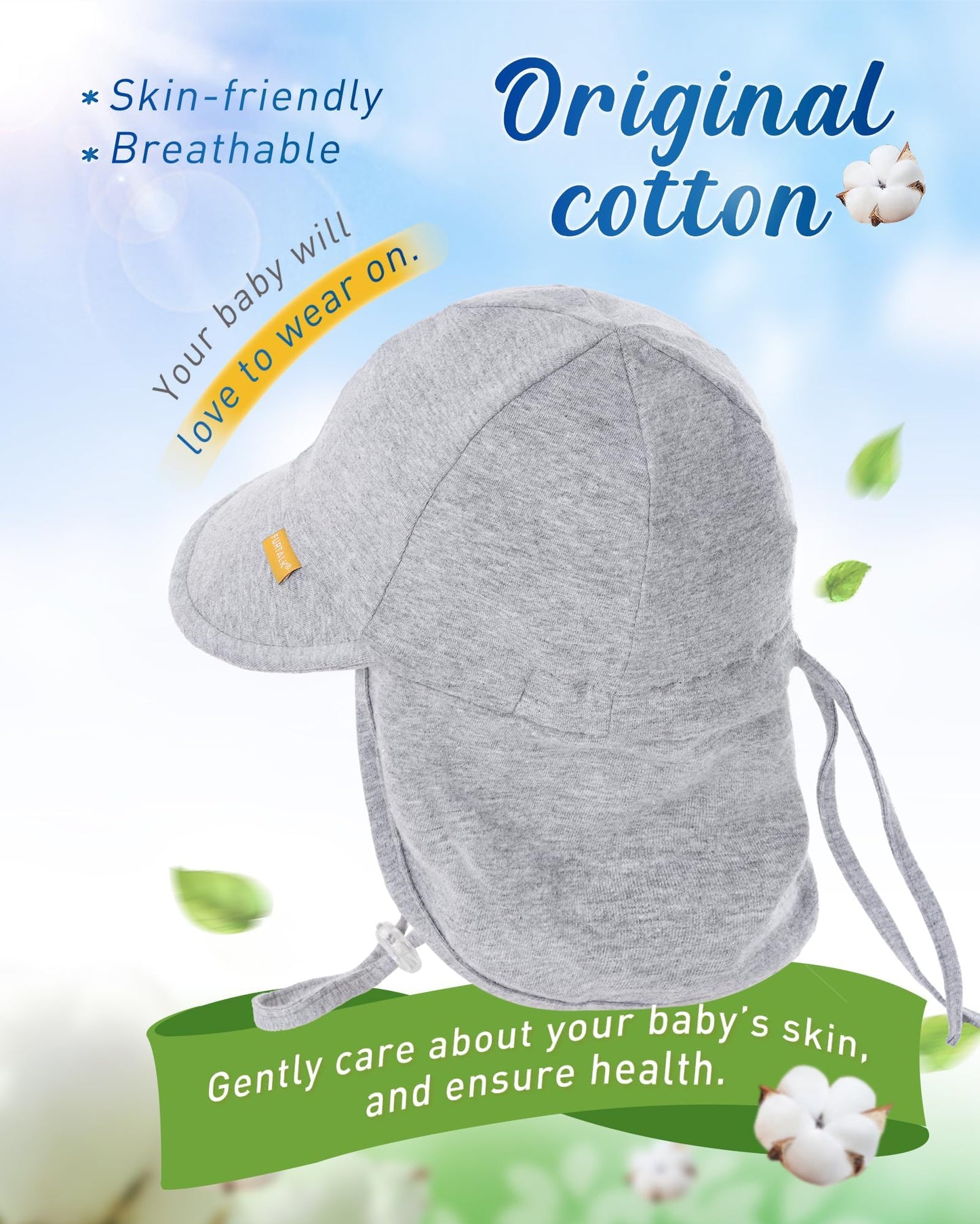 Furtalk Baby Sun Hat Upf 50+ Uv Ray Sun Protection Cotton Toddler Hats For Boys Girls Grey