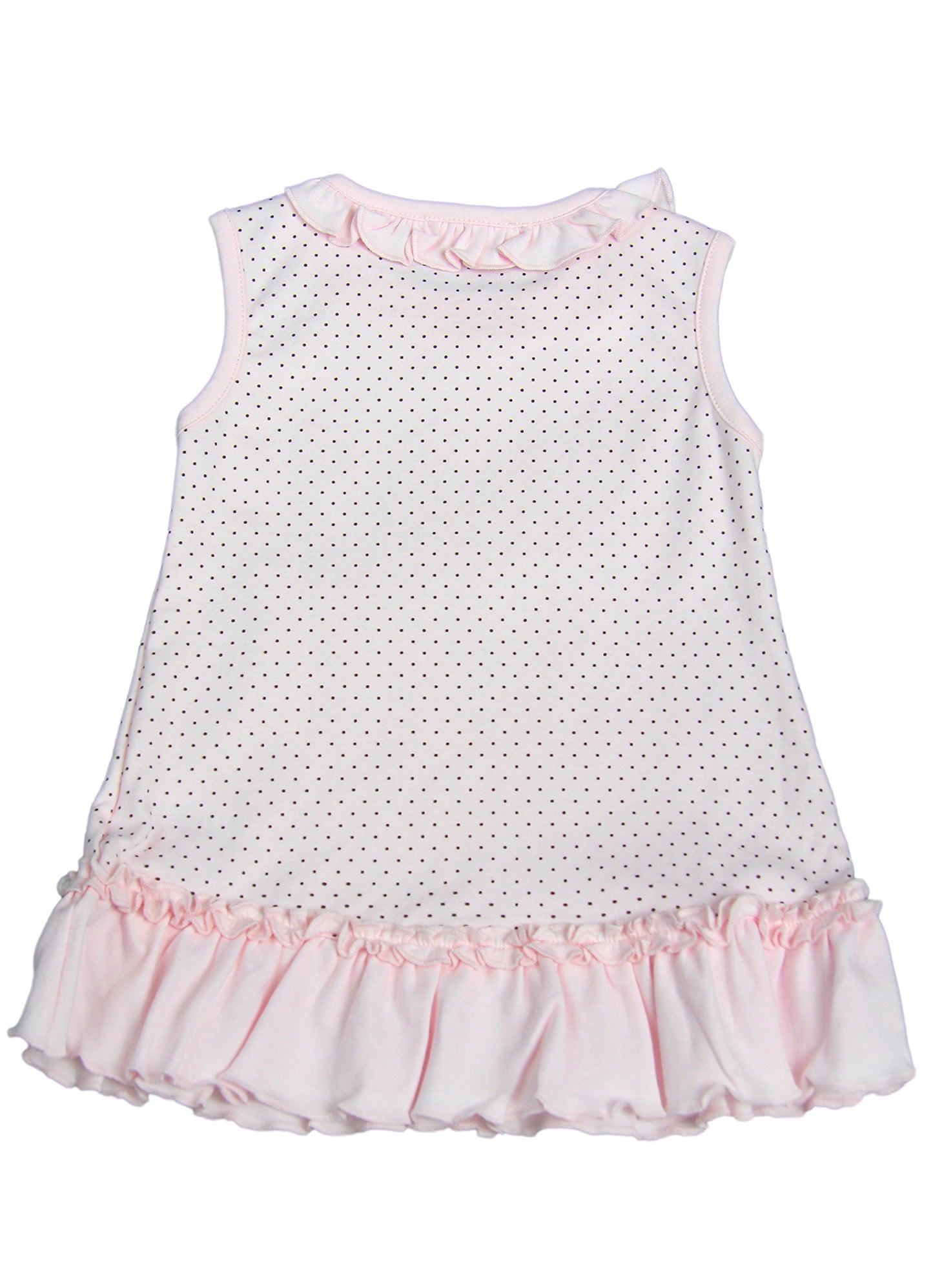 Dakomoda Baby Girls ' Pink Polka Dot Ruffled Dress & Diaper Cover - 100% Pima Cotton 18-24 Months
