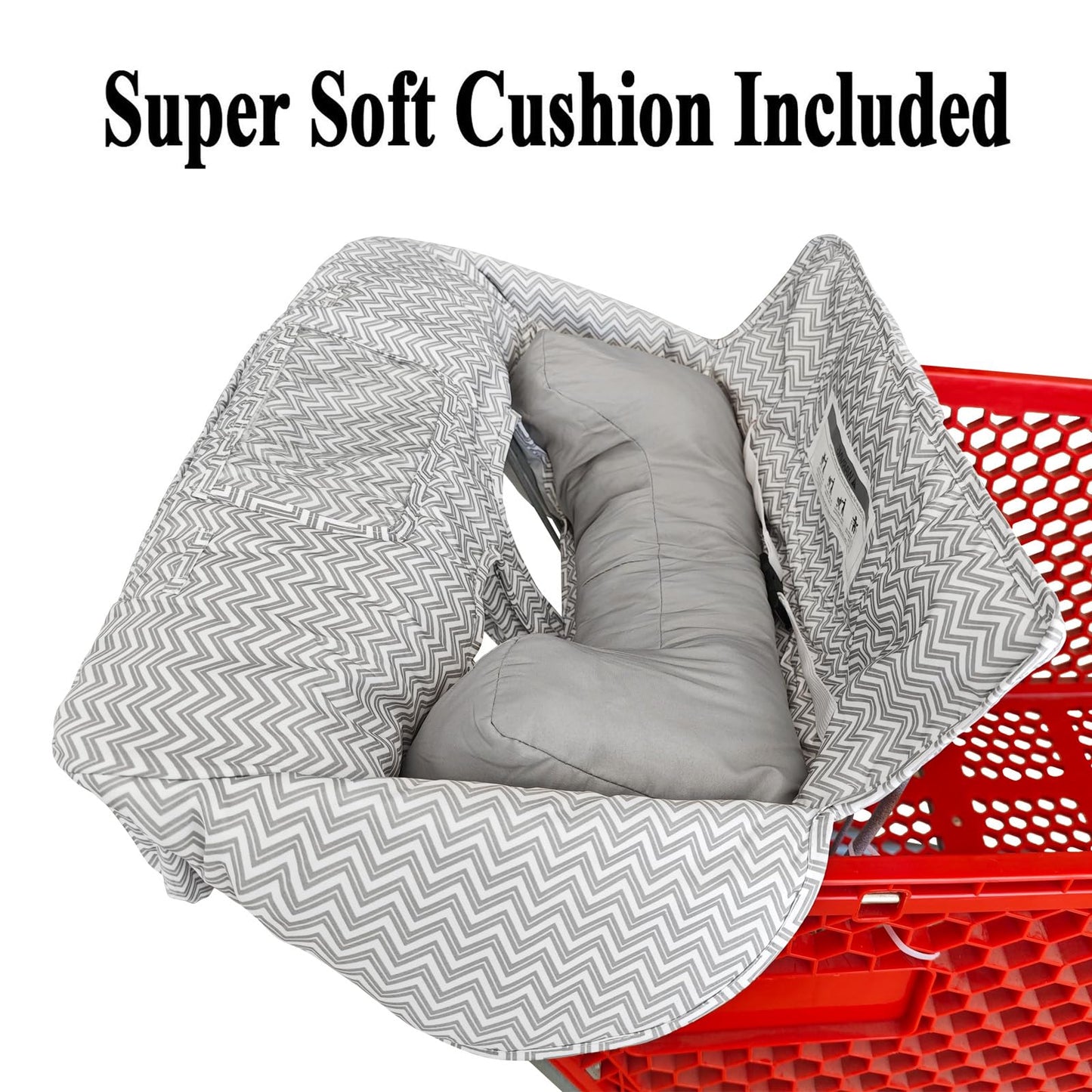 Soft Pillow Attached 2-In-1 Shopping Cart And High Chair Cover For Baby, Cotton Padded Cart Cover, Fold'N Roll Style, Portable W