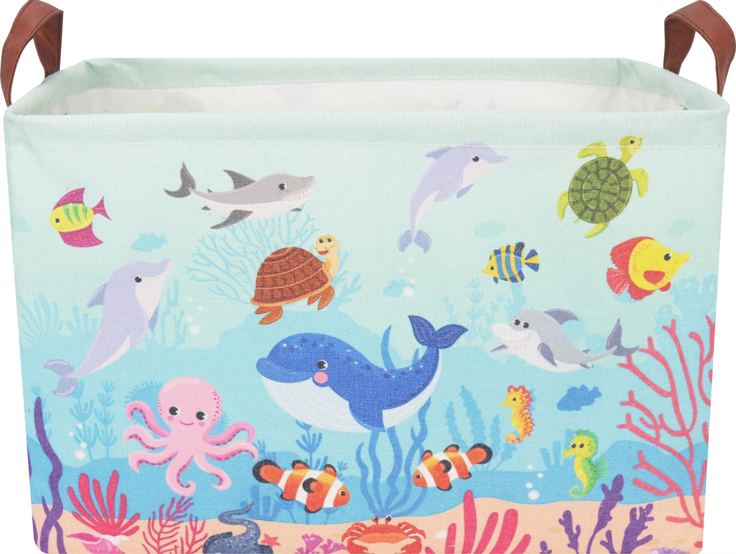 CLOCOR Rectangular Storage Basket Empty,Gift Basket,Waterproof Storage Bin with Handles,Room Decor(Under The Sea)