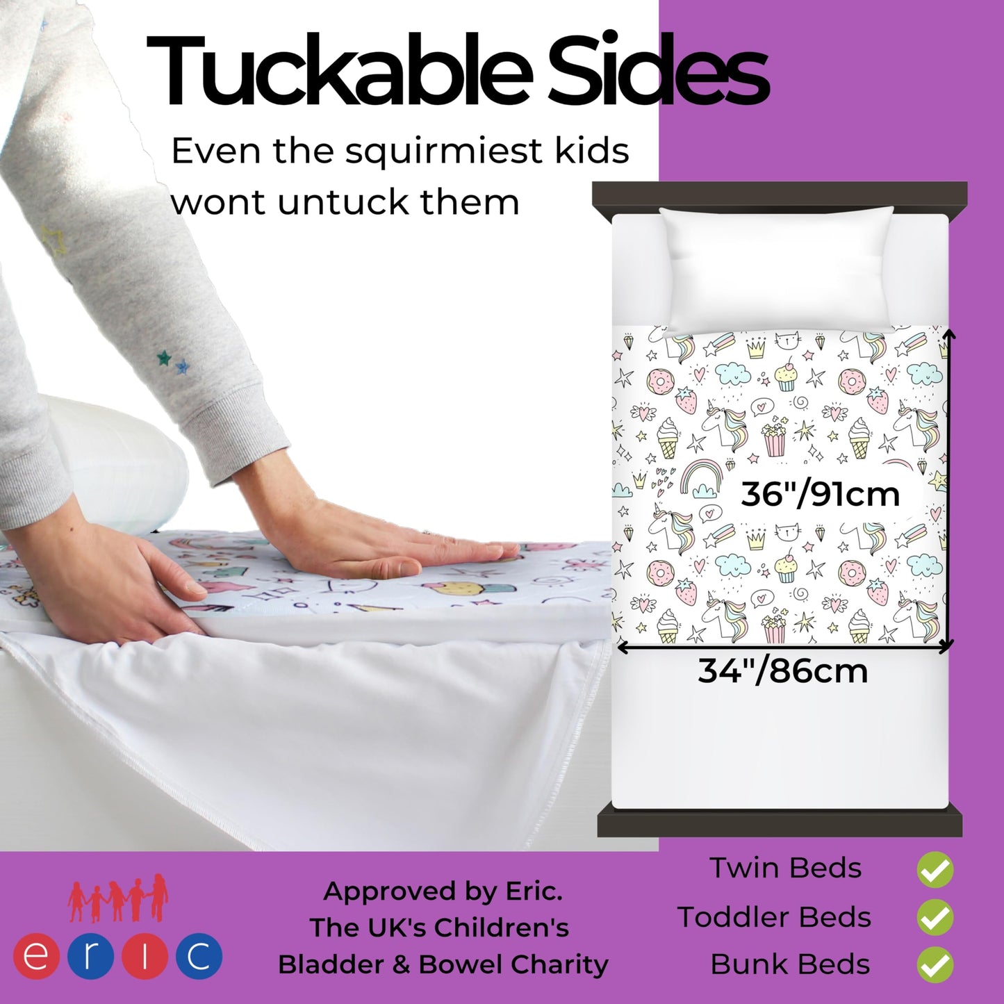Hygge Sheets Potty Training Pee Pads For Kids, Toddlers - 2 Pack - 100% Waterproof, Non Slip Bed Wetting Pad For Twin Beds - Was