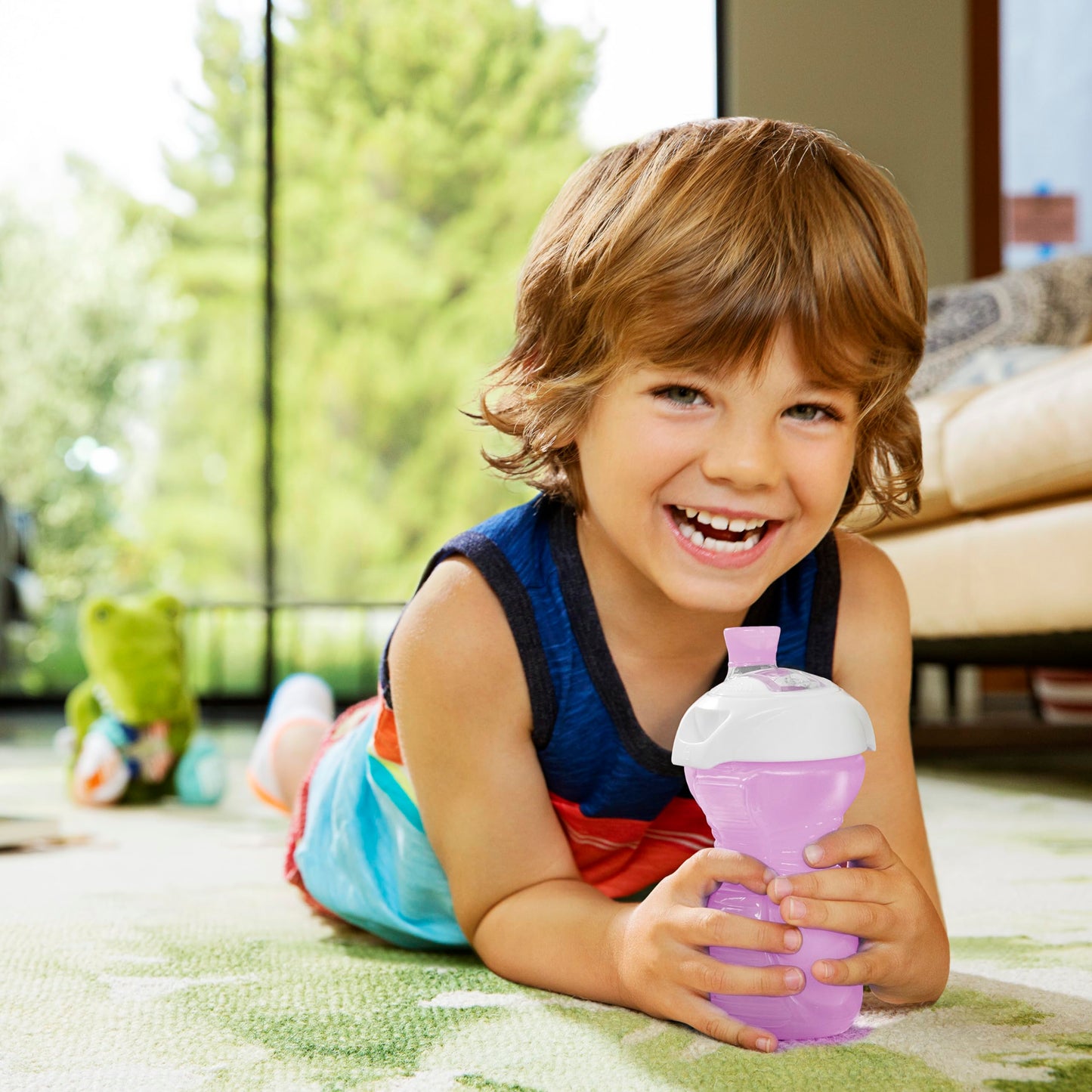Munchkin Click Lock Bite Proof Sippy Cup, 9 Ounce, 2 Pack, Blue/Purple