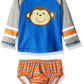 Kiko & Max Boys' Rashguard And Diaper Cover Swim Set, Blue Monkey, M