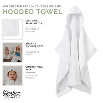 Parker Baby Co. Premium 100% Soft Ring Spun Cotton Hooded Toddler And Kid Bath Towel Plush Towel With Hood For Toddlers And Chil