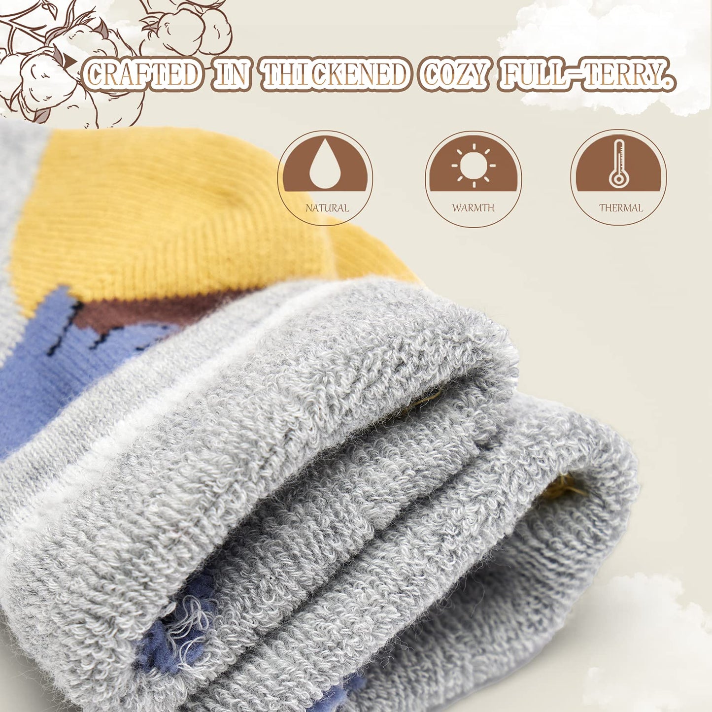 Howjojo Big Boys Girls Christmas Socks Kids Warm Socks Winter Thick Cotton Socks 6 Pack 10-12 Years