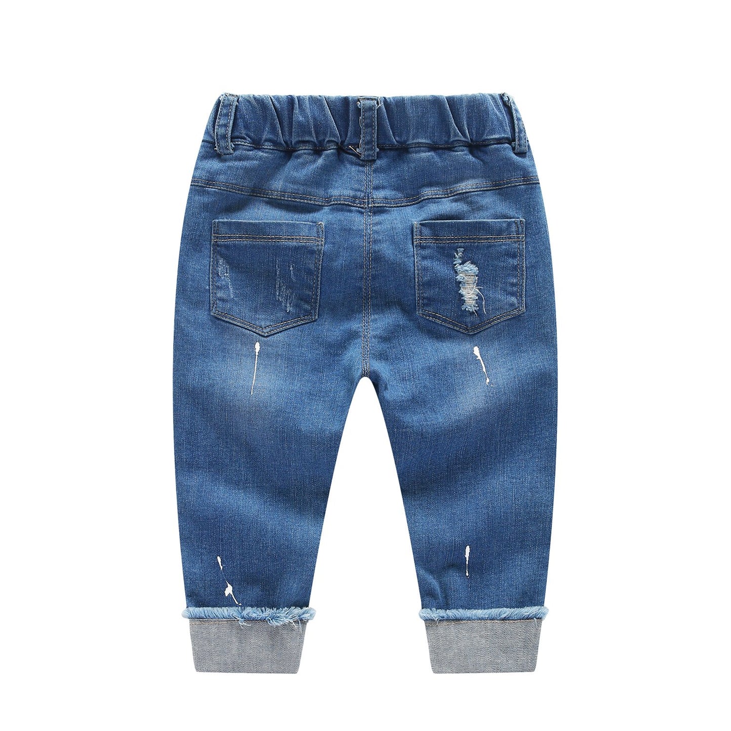Kidscool Space Baby Ripped Jean,Toddler Elastic Waist Distressed Denim Pants,Light Blue,4-5 Years