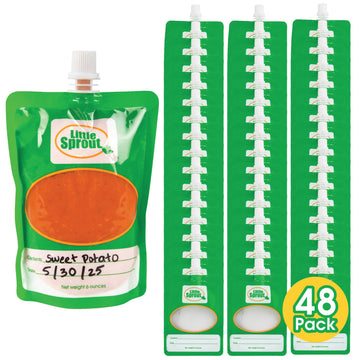 Disposable 6oz Baby Food Storage Pouch Containers, 24 Pk- Write What You Want Squeezable Pouches- Make Homemade Organic Food for