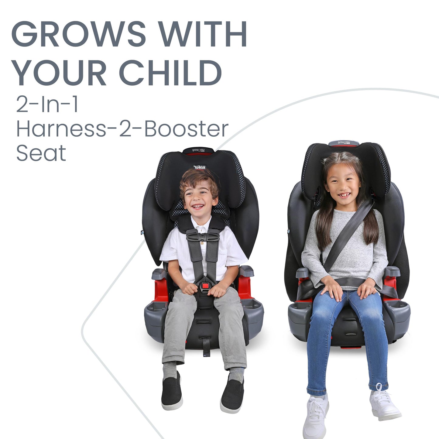 Britax Grow With You Clicktight Harness-2-Booster Car Seat, Cool Flow Gray