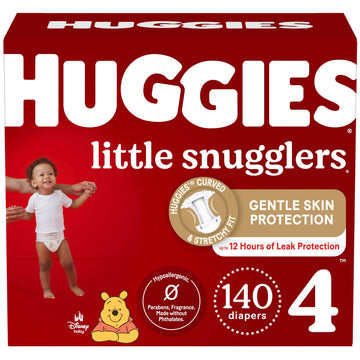 Baby Diapers Size 4 (22-37 lbs), 140ct, Huggies Little Snugglers