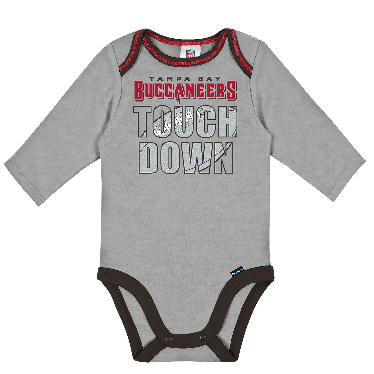 Gerber Nfl Baby Boys' 2 Pack Long Sleeve Bodysuit, Team Color, 0-3 Months