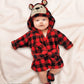 Rising Star Baby Robe - Plaid Bear Baby Bathrobe Towel & Slippers - Bath Robe Spa Set - Best Shower For Boys