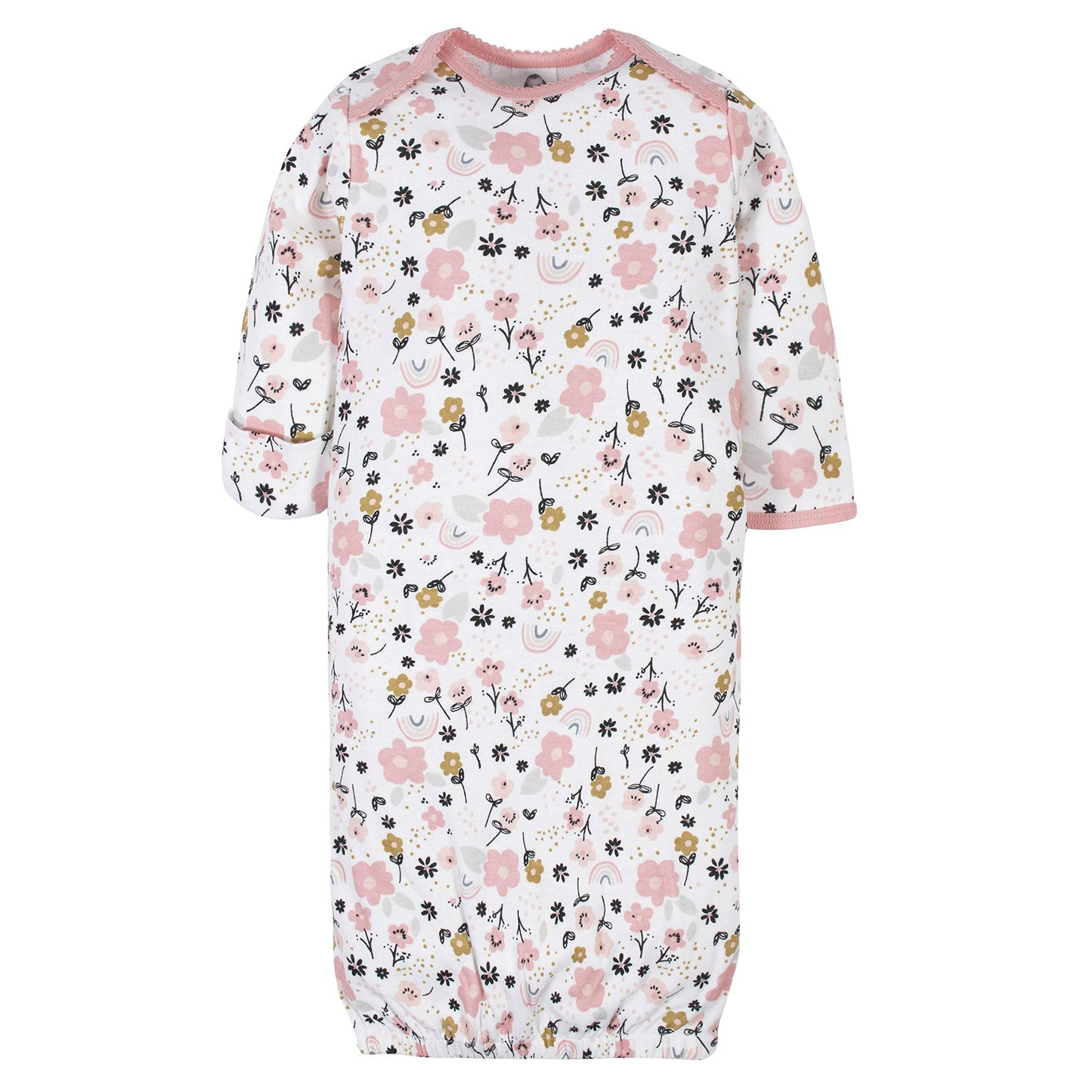 Gerber Unisex Baby Boy And Girls 4-Pack Sleeper Gown Bear Pink 0-6 Months